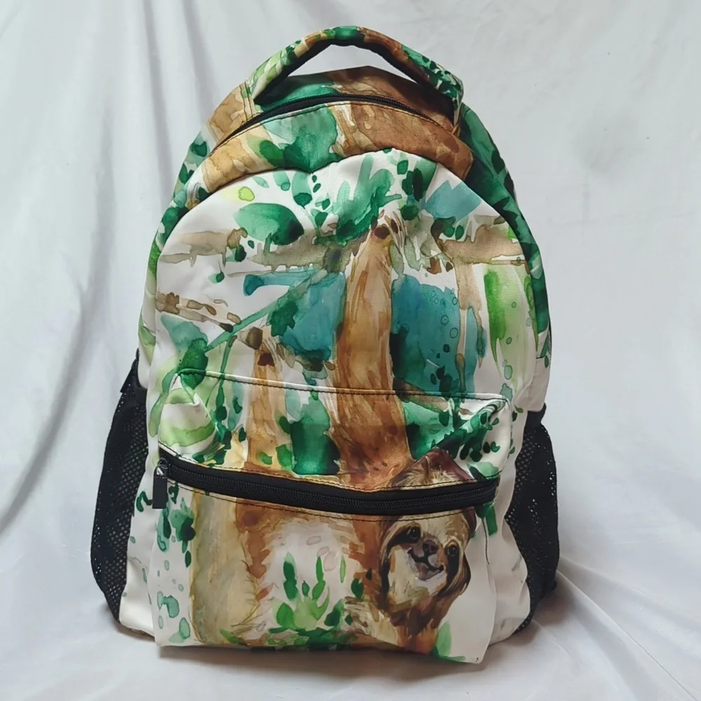Sloth Water Color Adjustable School Overnight Backpack Jungle Zoo READ